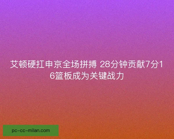 艾顿硬扛申京全场拼搏 28分钟贡献7分16篮板成为关键战力